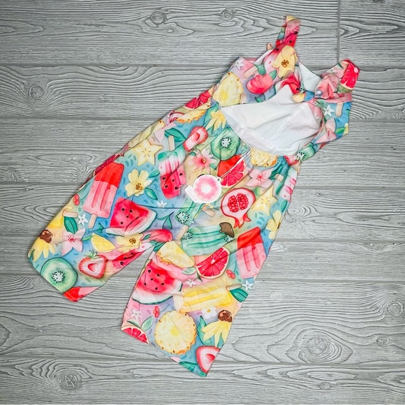 Nwt sucre fruit summer print long pant tank romper / jumper 1 piece outfit 2t - Picture 5 of 7